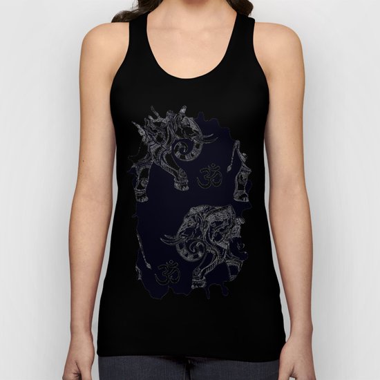 Elephants Pattern on Black Unisex Tank Top