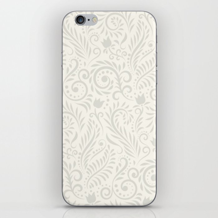 Vintage Ornamental Gray Flowers iPhone Skin