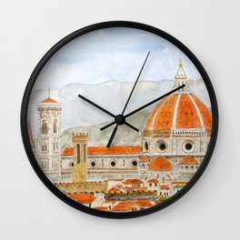 Italy Florence Cathedral Duomo watercolor painting Wall Clock