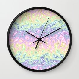 Trippy Funky Squiggly Pastel Rainbow Wall Clock