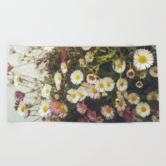 Wall of Daisies Beach Towel