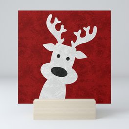 Christmas reindeer red marble Mini Art Print