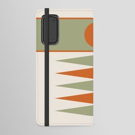 Abstract Geometric Sunrise 14 in Sage Green Orange Android Wallet Case