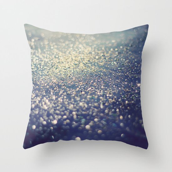 Glitter on Blue Throw Pillow
