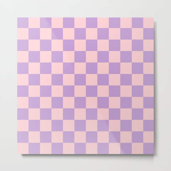 Checker Pattern 343 Pink and Lilac Metal Print