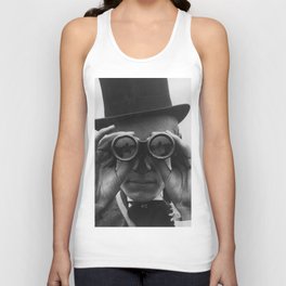 Derby Spectator watching ponies with opera glasses black and white photograph - photography - photographs Tank Top