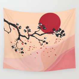 Cherry Blossoms Contemporary Abstract Wall Tapestry