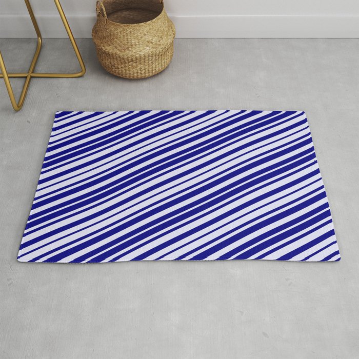 Blue and Lavender Colored Lines/Stripes Pattern Rug