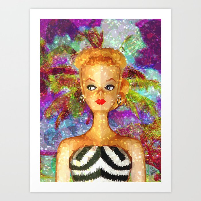 Barbie Summer Geometric Portrait Art Print By