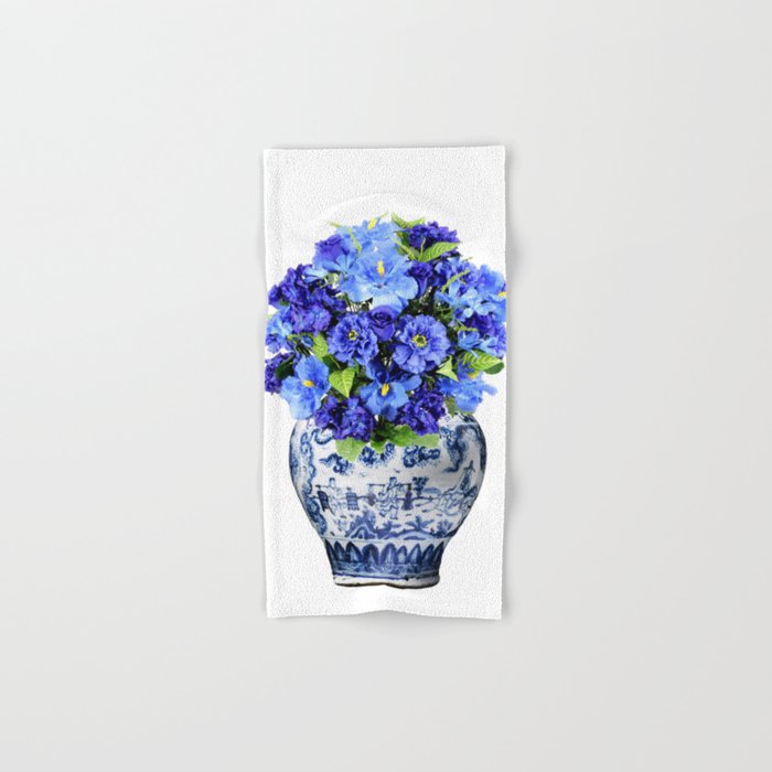 Chinoiserie wall art, blue flowers Hand & Bath Towel
