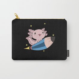 Axolotl Flies To School On A Pencil. Carry-All Pouch