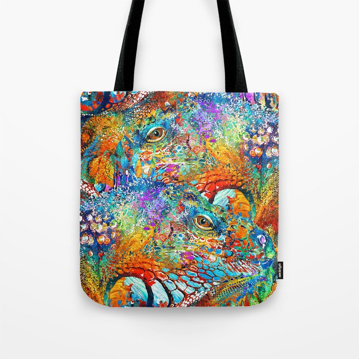 Colorful Iguana Art - Tropical Two - Sharon Cummings Tote Bag