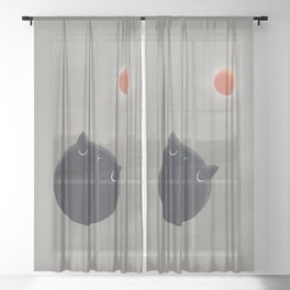 red moon cat Sheer Curtain