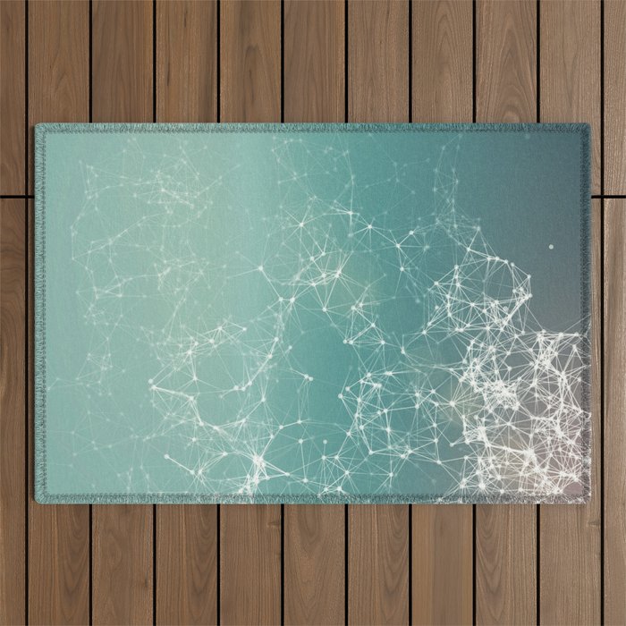 Fresh summer abstract background. Connecting dots, lens flare Outdoor Rug