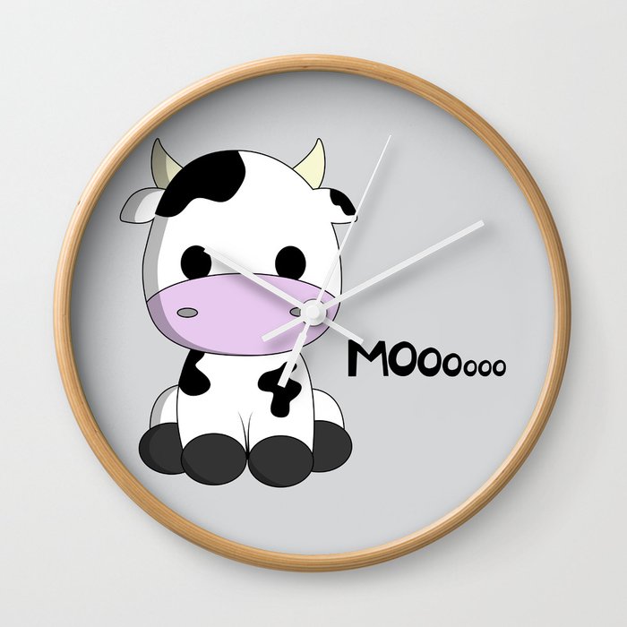 Cute Baby Cow Cartoon Wall Clock By Pixxart Society6