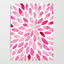 Watercolor brush strokes - pink Poster