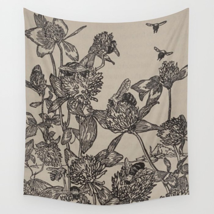 Bees and Clover Wall Tapestry