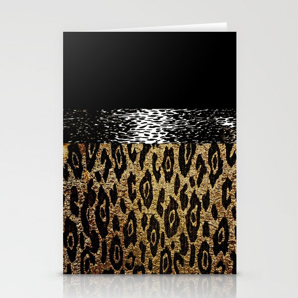 ANIMAL PRINT CHEETAH LEOPARD BLACK AND GOLDEN BROWN Stationery Cards