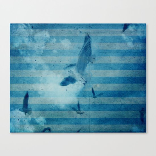 seagull in cyan Canvas Print