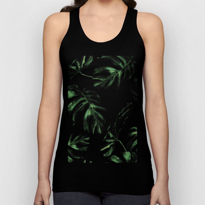 Tropical Green Palm Leaves Tank Top