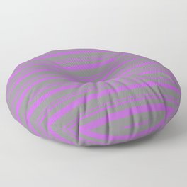 [ Thumbnail: Orchid and Grey Colored Lined Pattern Floor Pillow ]