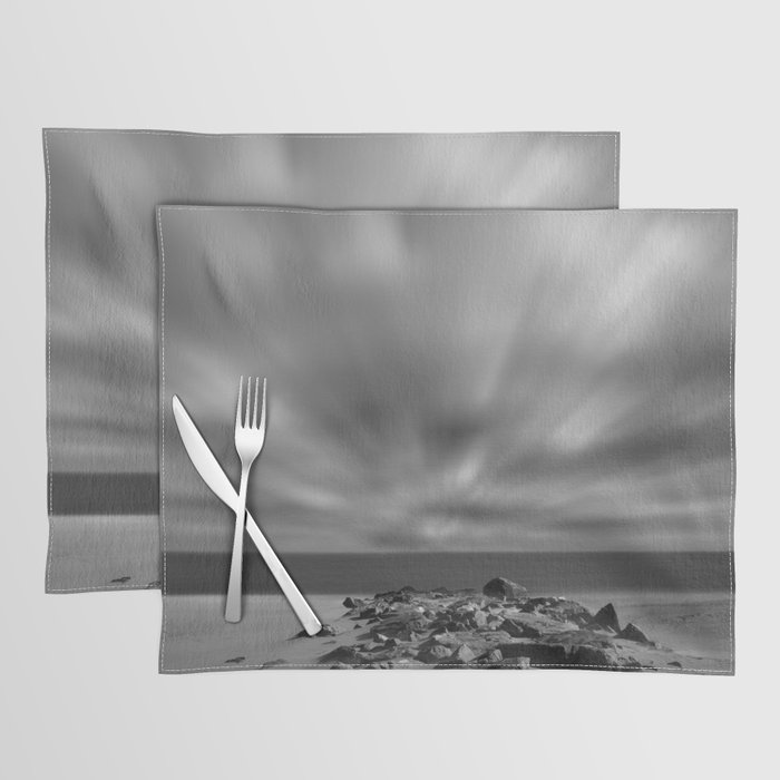 Windy Beach Black & White Abstract Coastal Landscape Photo Placemat