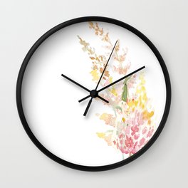 Spring watercolor stems and flowers Wall Clock