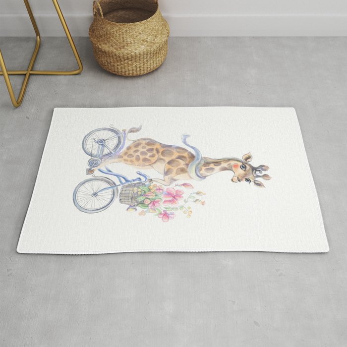 Sublimation Design, Giraffe, PNG Clipart, Giraffe on the bicycle, New Baby Card Design Rug