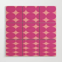 Retro Round Pattern - Pink Wood Wall Art