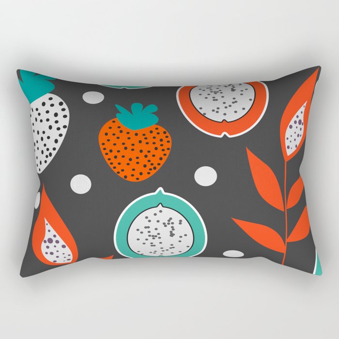 Strawberries and citrus fruits at night Rectangular Pillow