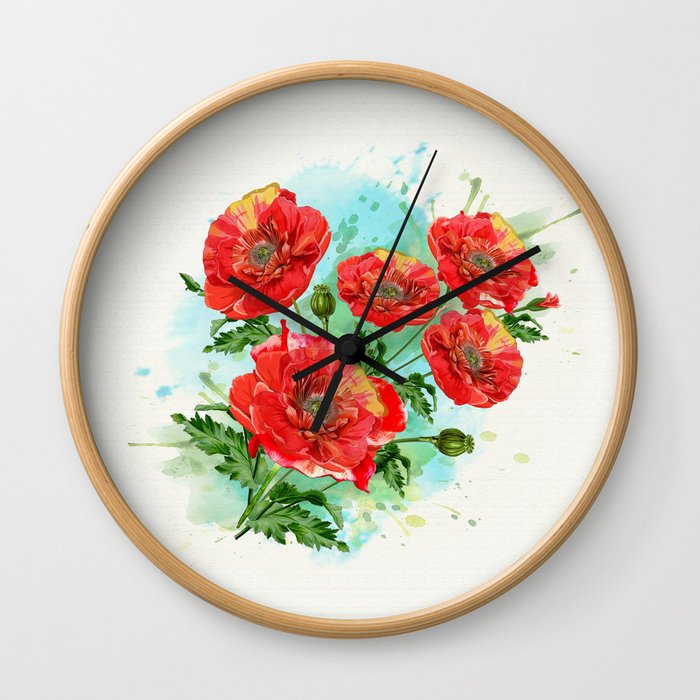 POPPIES - TEXTURE WHITE Wall Clock