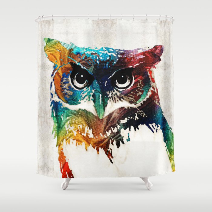 Colorful Owl Art - Wise Guy - By Sharon Cummings Shower Curtain
