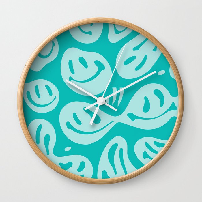 Eggshell Blue Melted Happiness Wall Clock