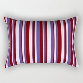 [ Thumbnail: Lavender, Dark Slate Blue & Maroon Colored Lines Pattern Rectangular Pillow ]