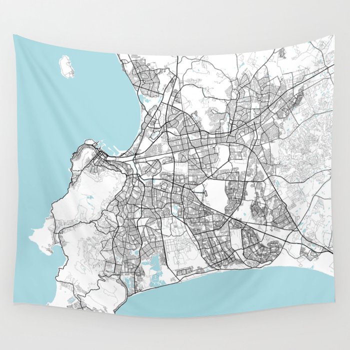 Cape Town City Map of South Africa - Circle Wall Tapestry