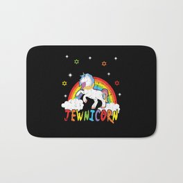 Cute Rainbow Unicorn Jew Menorah Happy Hanukkah Bath Mat
