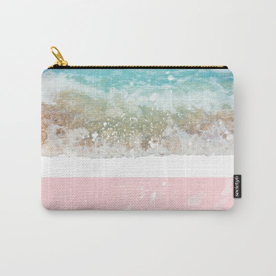 Blue Wave On Pink Carry-All Pouch
