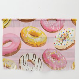 Doughnuts Pink Yellow Modern Confectionery Decor Wall Hanging