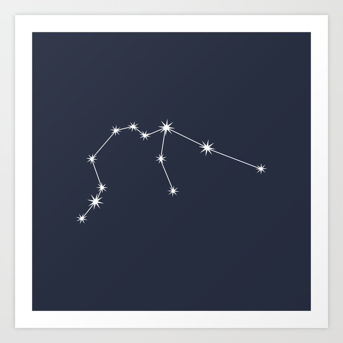 AQUARIUS Dark Navy Blue – Zodiac Astrology Star Constellation Art Print