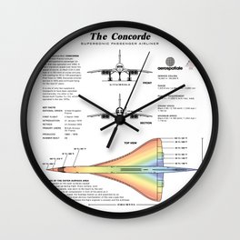Concorde Supersonic Airliner Blueprint (white) Wall Clock