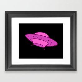 Pink Alien Space UFO Framed Art Print