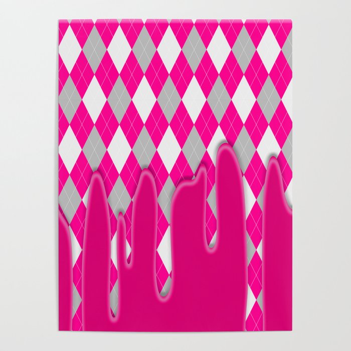 Pink Silver Plaid Dripping Collection Poster