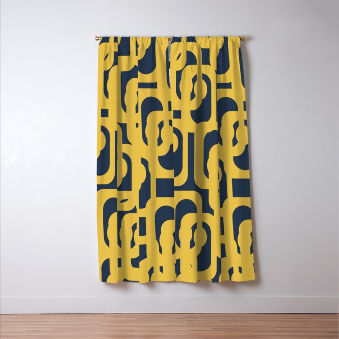 Mustard Yellow And Navy Blue Mid Century Modern Loop Pattern