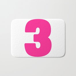 3 (Dark Pink & White Number) Bath Mat