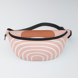 Mid Century Modern Geometric 38 in Terracotta Rose Gold (Rainbow Sun Abstraction) Fanny Pack