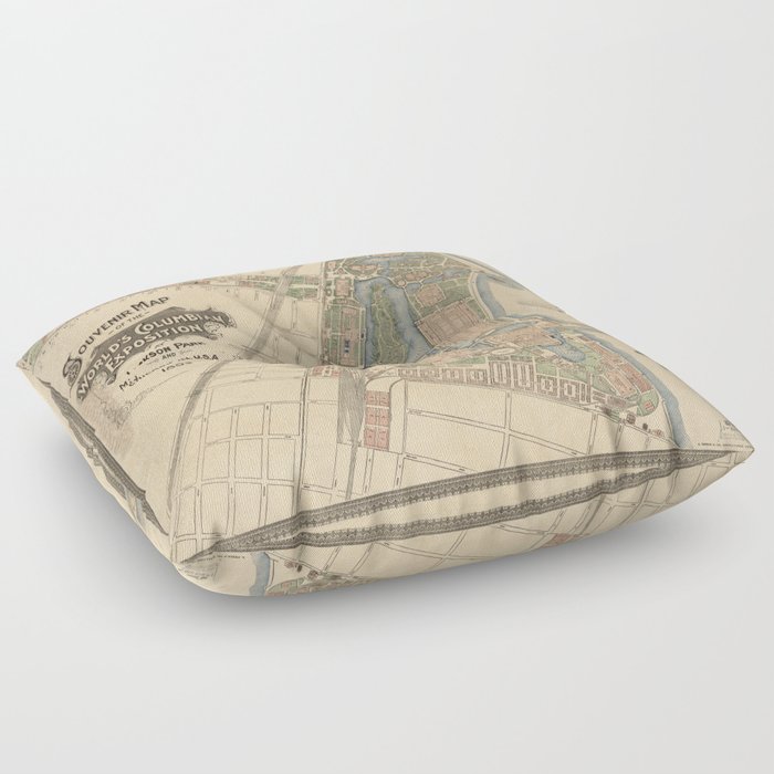 World's Fair Chicago Souvenir Map, 1893 Floor Pillow