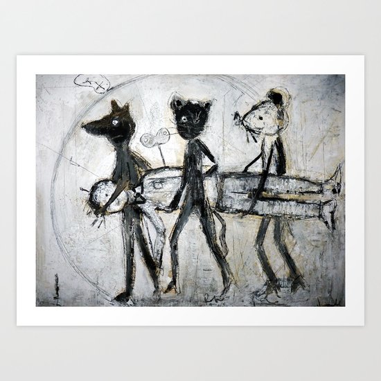 dog,cat and mouse Art Print