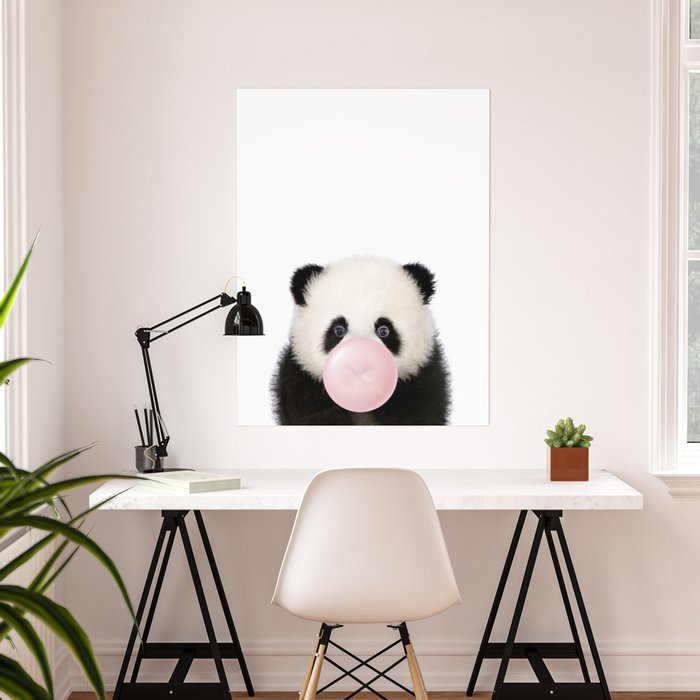 Baby Panda With Bubble Gum, Panda Bear Blowing Bubble Gum, Nursery Decor,  Baby Girl Nursery Wall Art, Baby Animals Printable Art by Synplus 