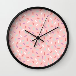 Pink Sprinkle Confetti Pattern Wall Clock
