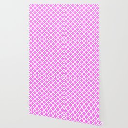 Lattice Trellis Diamond Geometric Pattern Rose Pink and White Wallpaper